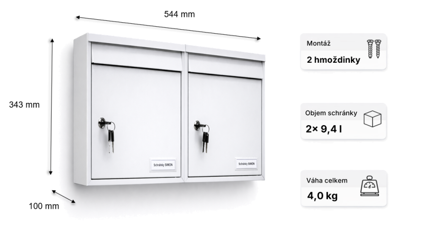 schránky s rozměrem