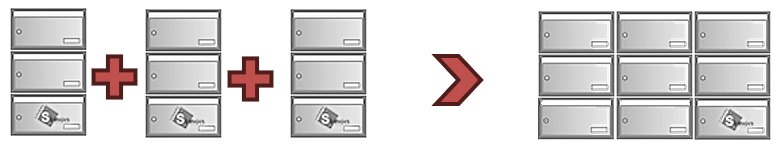 složení sestavy schránek pro 9 bytů