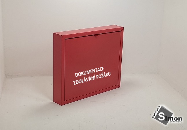červená schránka pro dokumentaci zdolávání požáru