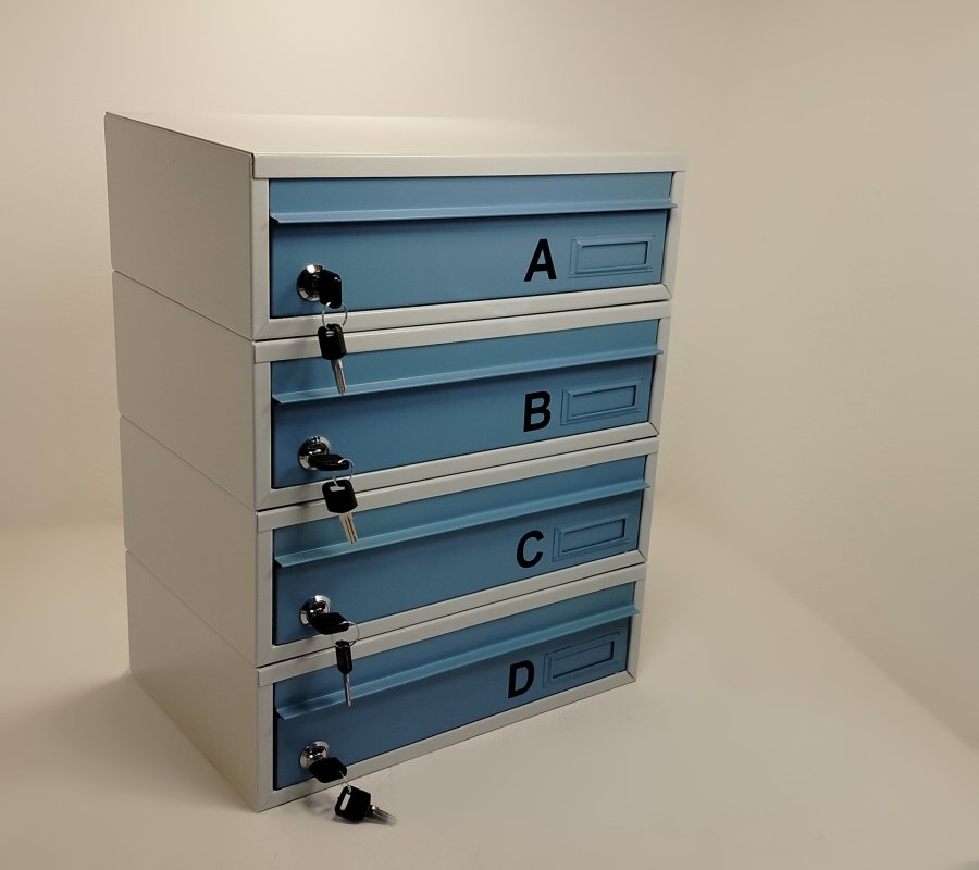 modro šedé ležaté schránky